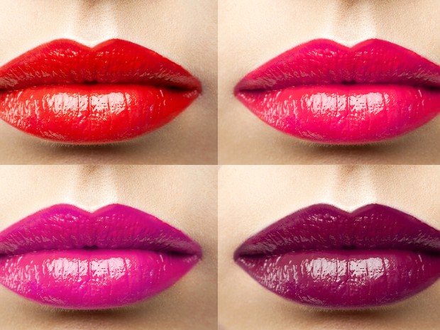 cuatro labios pintados en diferentes colores